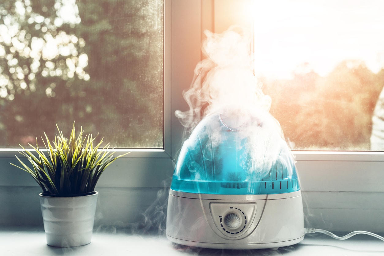 Air humidifier moistens dry air in the home.