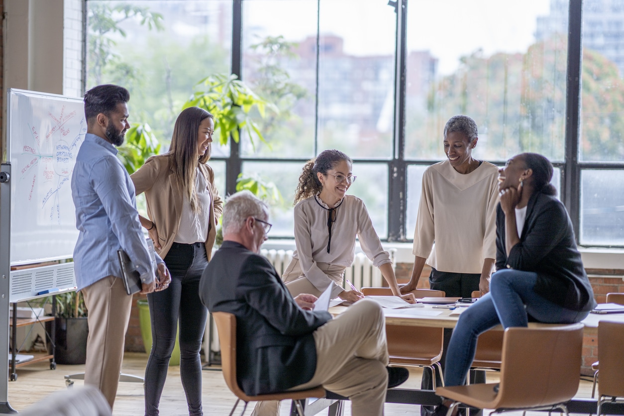 Group of coworkers having a meeting